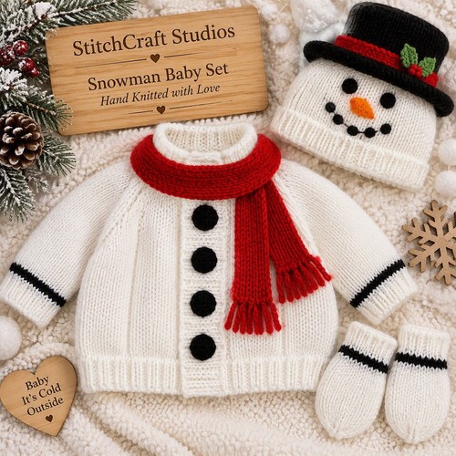 Schneemann baby strickjacke - schneemann,